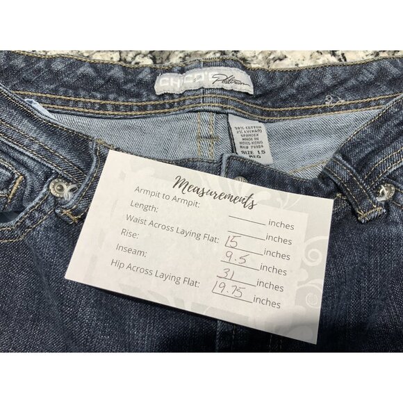 Chicos Jeans Size 1.5 (10) Women's Platinum Quartz Straight Blue Stretch - Picture 7 of 7